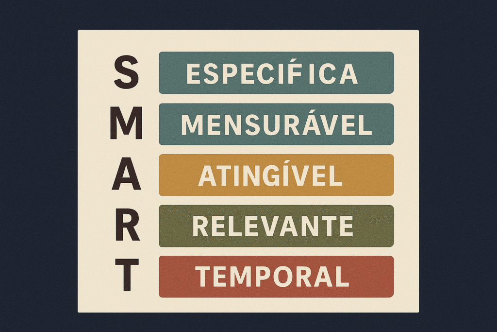 Exemplo de metas financeiras pessoais organizadas em categorias